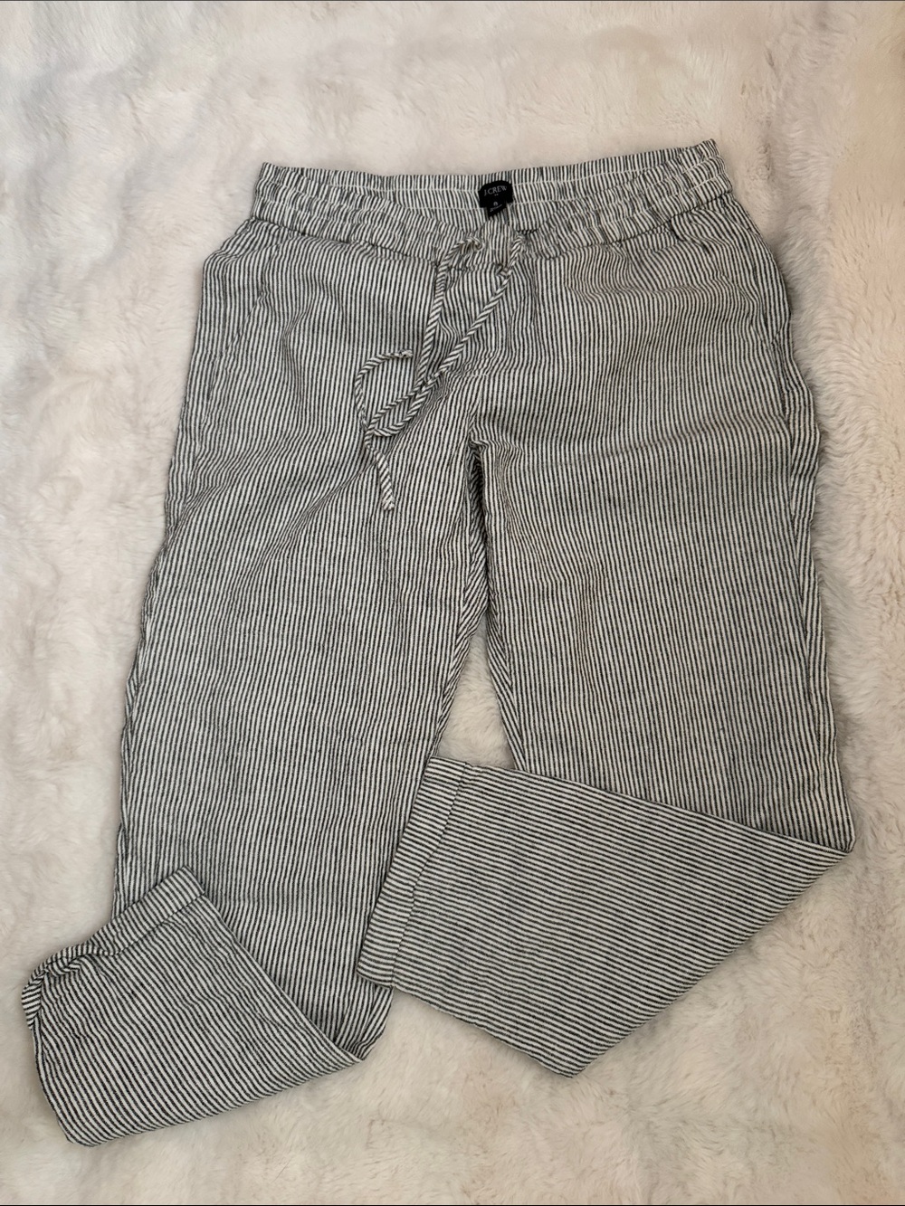 J. Crew Women's Black & White Striped Drawstring Joggers